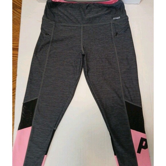 Victoria Secret Pink Ultimate High-waist Ankle Legging Gray Mesh Pink SZ-Large - Picture 1 of 16